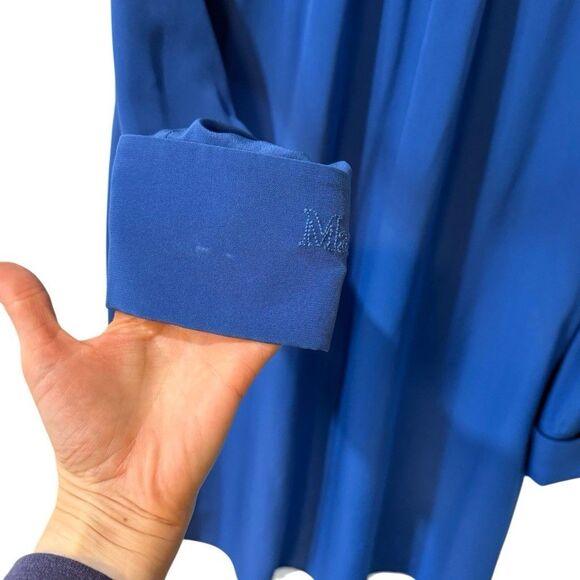 Max Mara Womens Silk Tunic Top Blouse Womens Blue Button Down Shirt *Size XL - Picture 4 of 13